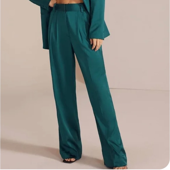 Favorite Daughter THE SATIN FAVORITE PANT // Dark Teal - Picture 3 of 11